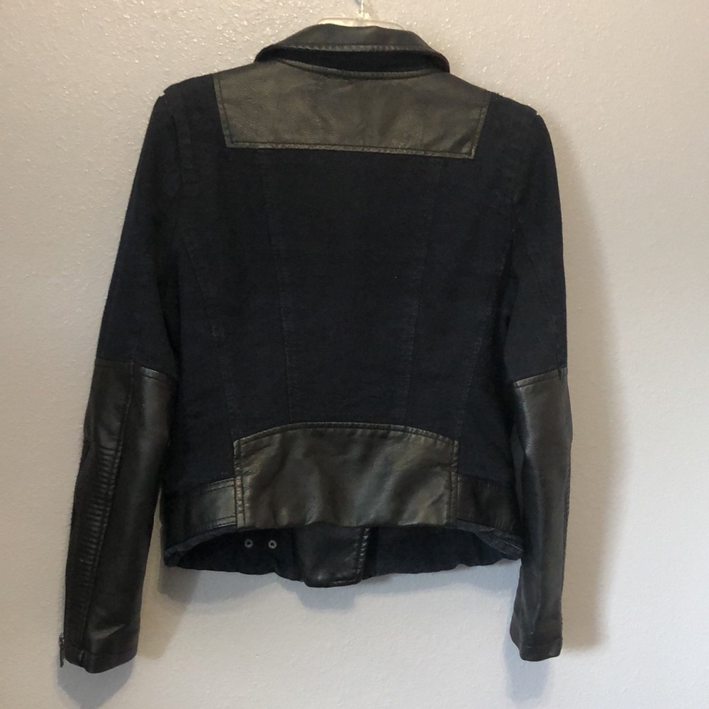 Blank NYC blue black canvas faux leather jacket Women's M biker motorcycle punk - Picture 11 of 16